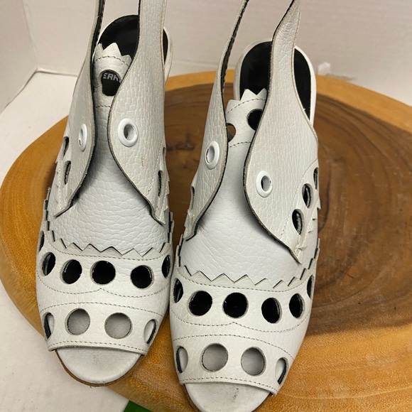 Pierre Hardy Cut Out Stenciled Peep Toe Leather Heels - Picture 5 of 10